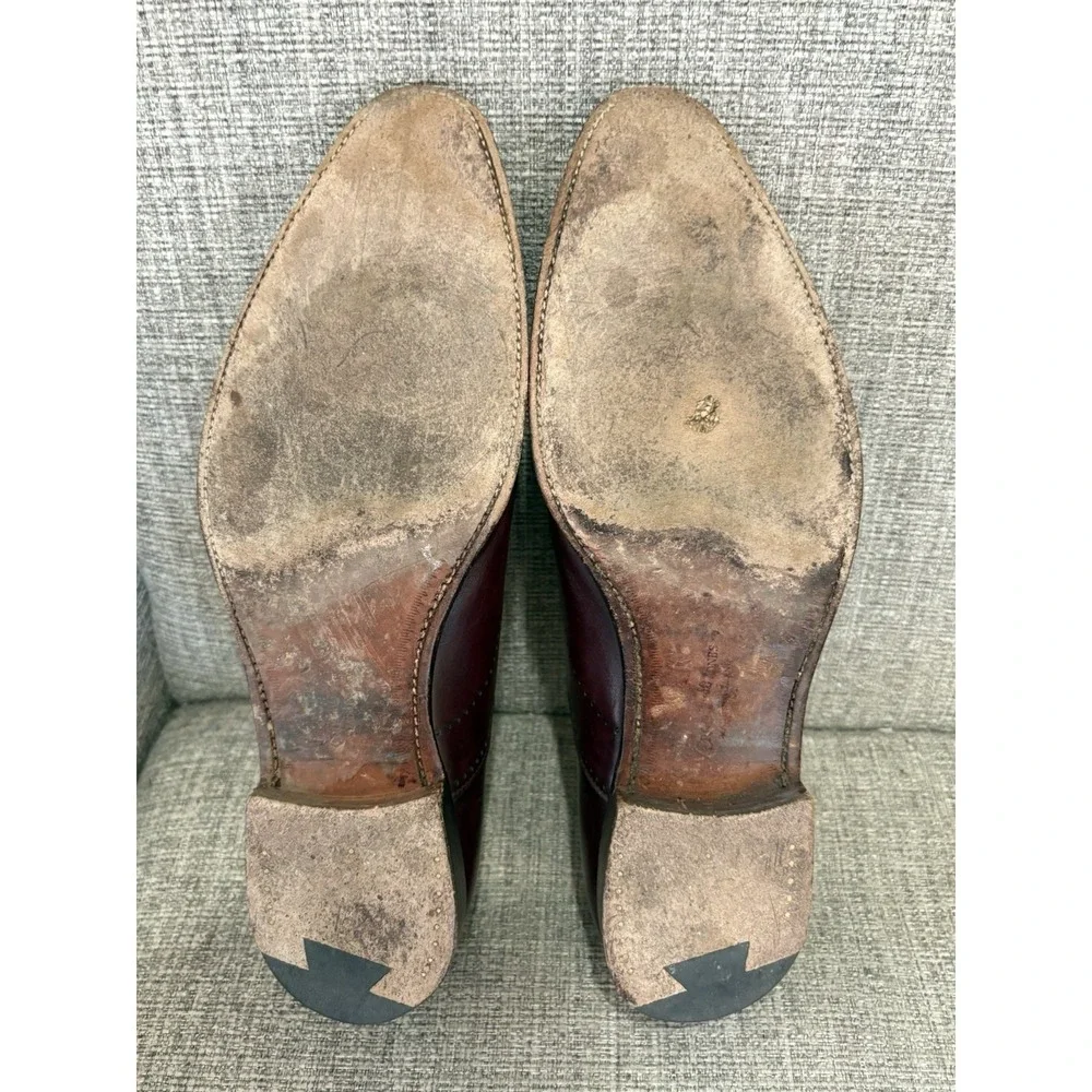 Crockett & Jones Weymouth Burgundy Leather Medallion‎ Toe Oxford Shoes Mens 10 E